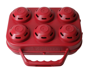 Boîte de 6 oeufs XL réutilisable Rouge 

Couleur : Rouge
Dimensions : 175mm X 165mm x 82mm
Poids : 138g  
En Polypropylène, matière atoxique et adaptée au contact alimentaire

