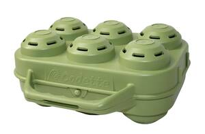 Boîte de 6 oeufs XL réutilisable Vert
Couleur : Vert
Dimensions : 175mm X 165mm x 82mm
Poids : 138g  
En Polypropylène, matière atoxique et adaptée au contact alimentaire

