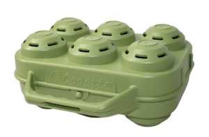 Boîte de 6 oeufs XL réutilisable Vert
Couleur : Vert
Dimensions : 175mm X 165mm x 82mm
Poids : 138g  
En Polypropylène, matière atoxique et adaptée au contact alimentaire

