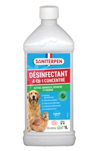 Saniterpen Viractif Concentré est un produit nettoyant, dégraissant, détartrant, désinfectant et odorisant.
Produit certifié selon le référentiel « Ecodetergent » disponible sur www.ecocert.com.
Il élimine les bactéries, champignons, levures et virus souvent responsables de nombreuses maladies.

- POINTS FORTS
    98,6 % d’ingrédients d’origine végétale et minérale
    Utilisable en Agriculture Biologique selon la réglementation locale en vigueur
    Efficace même en eau froide
    Actif sur tous les virus enveloppés dont Coronavirus, virus du Coryza, grippe aviaire, rage
    Parfum frais bien toléré par les animaux

- BIOCIDE
    Activité bactéricide, levuricide, fongicide
    Activité virucide sur les virus enveloppées
    Types de produit : TP2 /TP3 / TP4
    Usage : professionnel et grand public
    Substances actives : acide lactique (CAS n°79-33-4 : 256,8 g/l), acide glycolique (CAS n°79-14-1 : 7,5 g/l)

Conseil d'utilisation: 
    Diluer de 2 à 4 % (soit de 20 à 40 ml par litre d'eau) selon l'activité recherchée.
    Appliquer à l’aide d’une serpillère, d’une lavette ou d’un pulvérisateur basse pression.
    Laisser sécher.
    Rincer à l’eau potable lorsque les surfaces sont destinées à entrer en contact avec les denrées alimentaires (conformément à l’arrêté du 19/12/2013).
    Ne pas utiliser sur des surfaces sensibles aux acides. En cas de doute, tester la compatibilité sur une petite surface avant toute utilisation. Rincer le matériel d’application à l’eau claire après utilisation.

Composition:
5 % ou plus, mais moins de 15 % : agents de surface non ioniques. Moins de 5 % : agents de surface amphotères. Parfum. Enzymes. Désinfectant : acide lactique (CAS n° 79-33-4 : 256,8 g/l) ; acide glycolique (CAS n° 79-14-1 : 7,5 g/l).
Contient aussi : eau, glycérine, solvant.